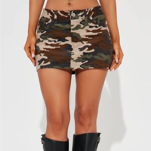 NEW Fashion Nova In Line Camo Corduroy Micro Mini Skirt S Olive Combo